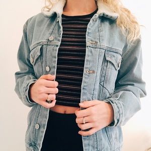 Brandy Melville fur lined denim jacket(Brand new)